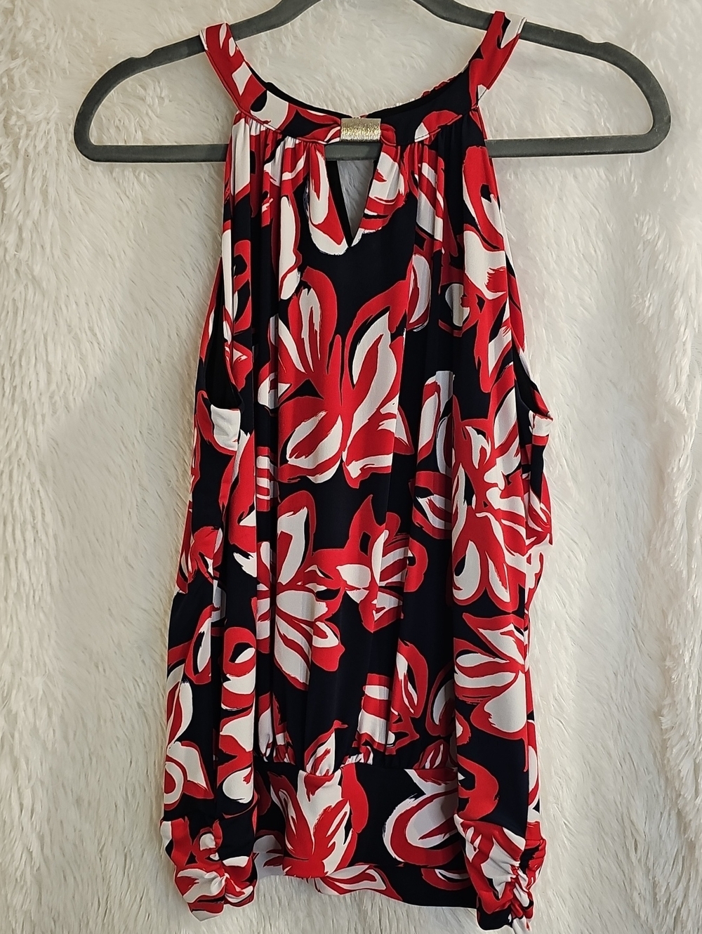 Premise Black Red and White Floral Halter Camisole